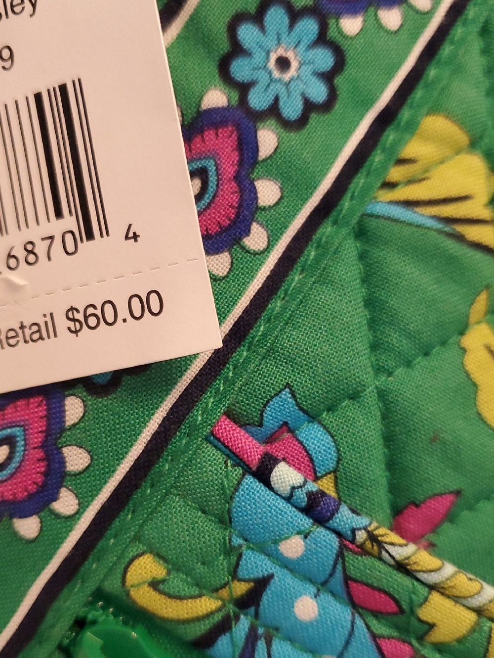 Vera Bradley Green Paisley Quilted Crossbody with Multicolor Floral Accents - Picture 2 of 3